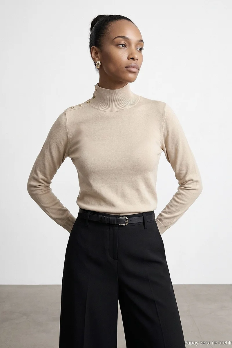 Dilvin Beige Natural DILVIN Women's Knit Sweater for Women | Best Price UAE
