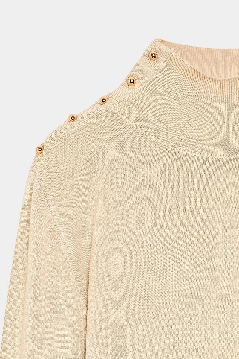 Dilvin Beige Natural DILVIN Women's Knit Sweater for Women | Best Price UAE