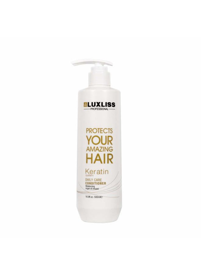 Luxliss Keratin Daily Care Shampoo and Conditioner Set, 2 Pack (16 Fl Oz each), Moisturizing, Anti-frizz, Repairing, for Chemically Treated Hair, Argan Oil  - Image 5