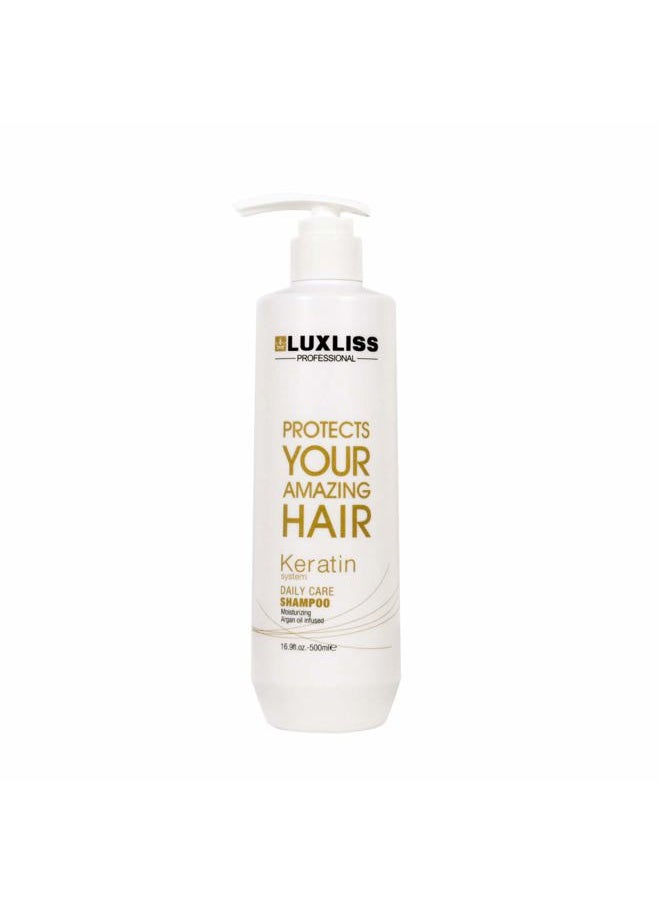 Luxliss Keratin Daily Care Shampoo and Conditioner Set, 2 Pack (16 Fl Oz each), Moisturizing, Anti-frizz, Repairing, for Chemically Treated Hair, Argan Oil  - Image 3