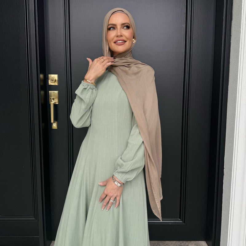 Loriya Waist-Cinching Flared Long-Sleeve Dress with Elastic Cuffs - Loriya 5  Flowers - Image 4