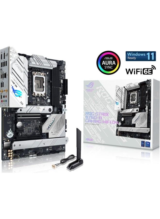Asus ROG Strix B760-A Gaming WiFi D4 Intel B760 (13th and 12th Gen) LGA1700 white ATXmotherboard, 12+1 power stages, DDR4, PCIe 5.0, three M.2slots, WiFi 6E, USB 3.2 Gen 2x2 Type-C, and Aura Sync RGB - Image 2