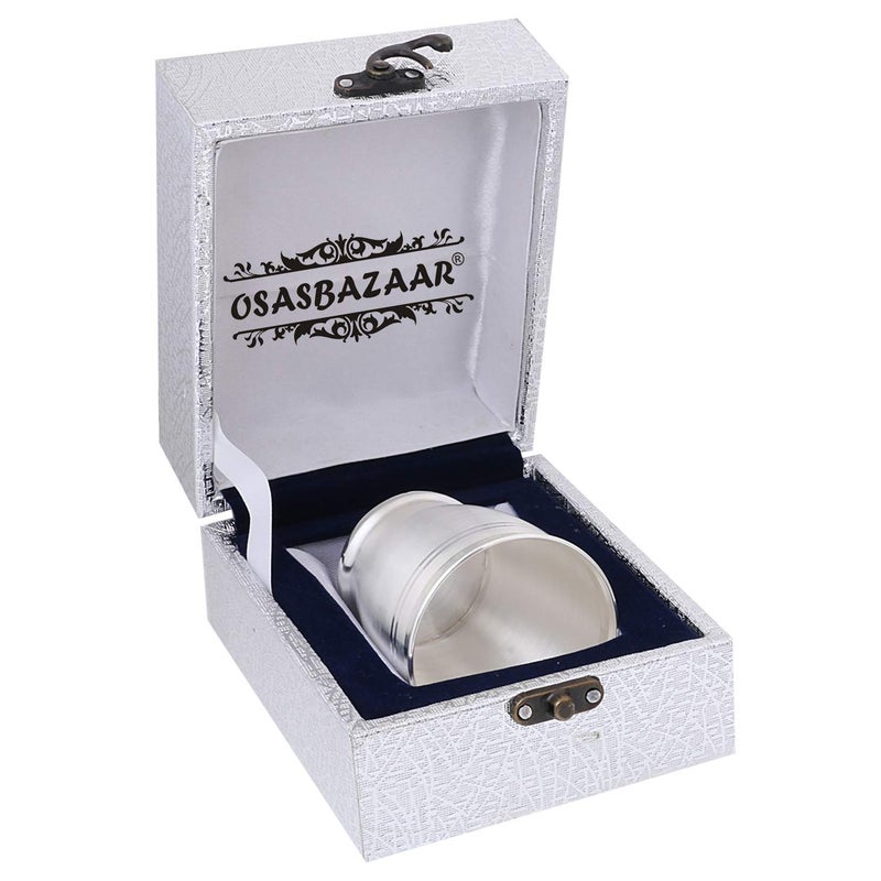 Osasbazaar Pure Silver Glass Tumbler Curved Design 9799 BIS Hallmarked Pack of 1 150 ml - Image 3