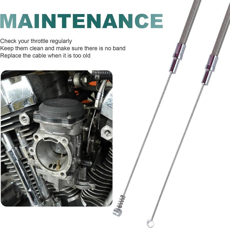 MoKitDora 51.9" Stainless Steel Braided Throttle Idle Cable Set for Harley 2000-2006 - Image 5