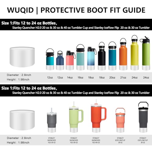 WUQID Protective Silicone Boot Sleeve for 12oz-40oz Hydro Sport Flask/Stanle Water Bottles Tumbler Anti-Slip Bottom Sleeve Cover for All Water Bottles Bottom Width of 2.83-2.95in - Image 2