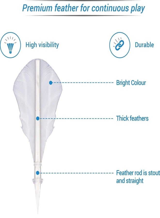 Drauss Elite Feather Shuttlecock High Performance Feather Design for Indoor & Outdoor Badminton | Consistent True Flight & Stability. Pack of 10 Shuttlecock - Image 3