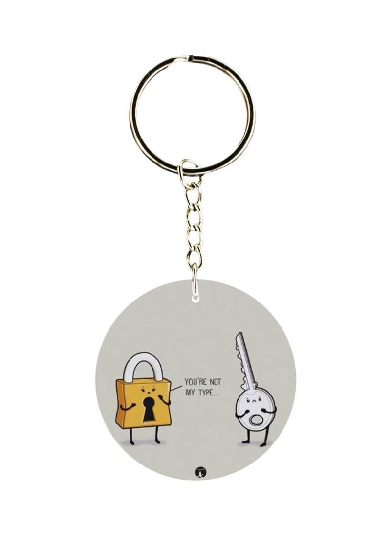 Lock And Key Printed Keychain