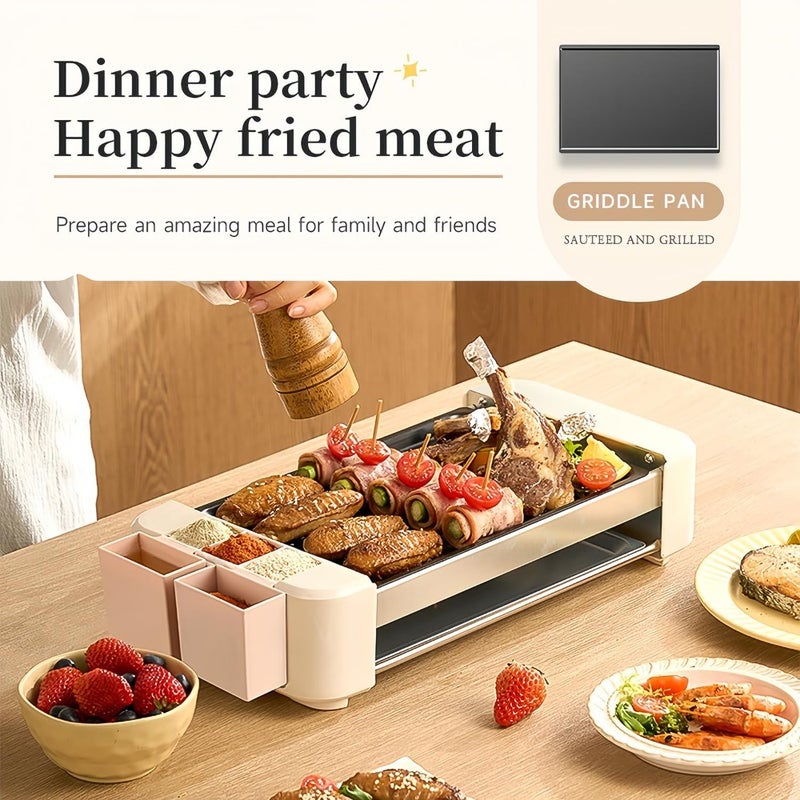 Electric Hot Dog Roller with 6 Rollers 3-in-1 Indoor Grill - Portable Smokeless Non-Stick Removable Grill Plate BBQ Griddle Stainless Steel Sausage Cooker Machine Ideal for Family Parties, Home, Office, Travel - Image 4
