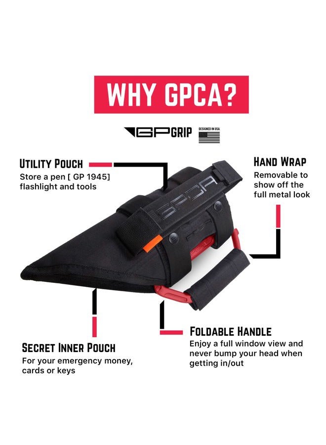 GPCA GP-Grip PRO Grab Handle Jeep Wrangler JL/JLU JK/JKU Sports/Sahara/Freedom/Rubicon X Unlimited X 2DR/4DR 2007-2019 w/ 3" Padded roll Bars (Pair - Firecracker Red) - Image 3