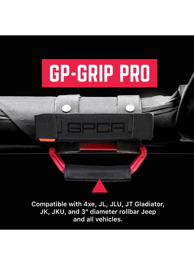 GPCA GP-Grip PRO Grab Handle Jeep Wrangler JL/JLU JK/JKU Sports/Sahara/Freedom/Rubicon X Unlimited X 2DR/4DR 2007-2019 w/ 3" Padded roll Bars (Pair - Firecracker Red) - Image 2