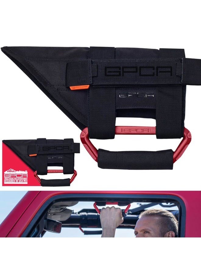 GPCA GP-Grip PRO Grab Handle Jeep Wrangler JL/JLU JK/JKU Sports/Sahara/Freedom/Rubicon X Unlimited X 2DR/4DR 2007-2019 w/ 3" Padded roll Bars (Pair - Firecracker Red) - Image 1