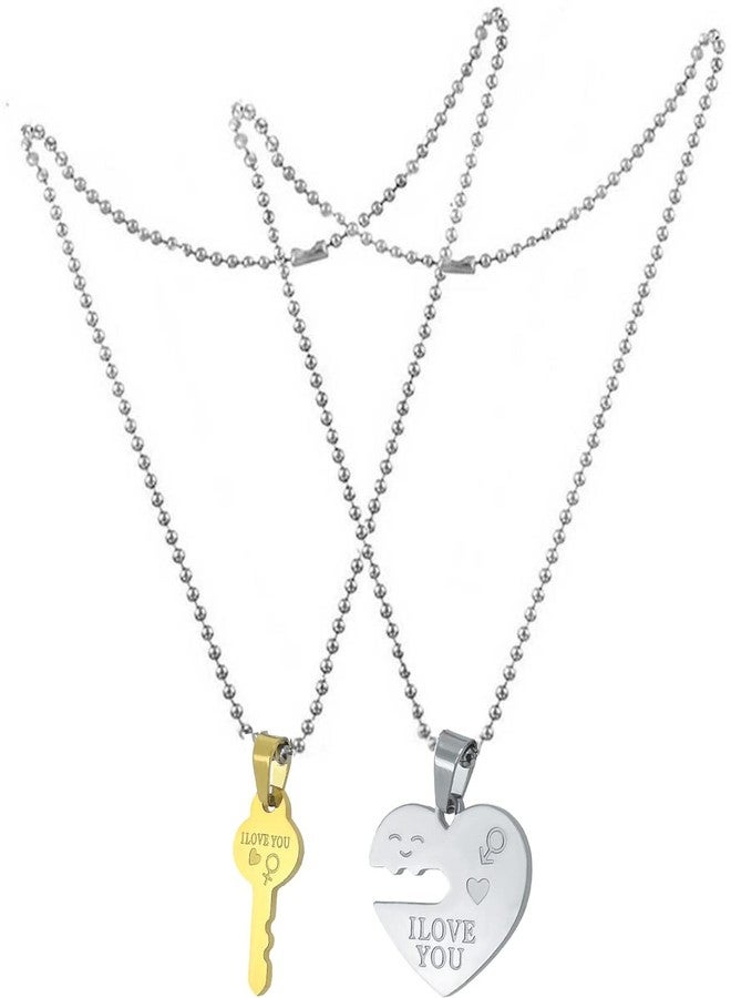 Gift Nest I Love You Dual Hearth Pendant Locket Chain Stainless Steel Pendant For Couple - Image 5