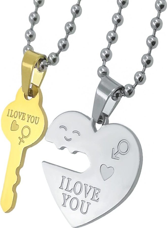 Gift Nest I Love You Dual Hearth Pendant Locket Chain Stainless Steel Pendant For Couple - Image 2