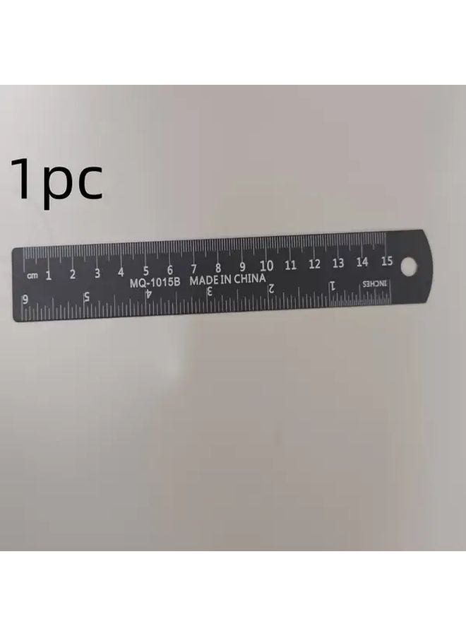 5.91 Inch Black Aluminum Alloy Unbreakable Metal Ruler Straightedge For School Office Engineering - Image 1