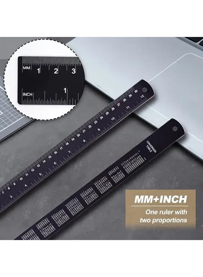 5.91 Inch Black Aluminum Alloy Unbreakable Metal Ruler Straightedge For School Office Engineering - Image 2