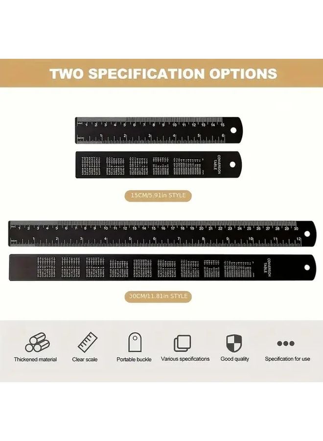 5.91 Inch Black Aluminum Alloy Unbreakable Metal Ruler Straightedge For School Office Engineering - Image 5