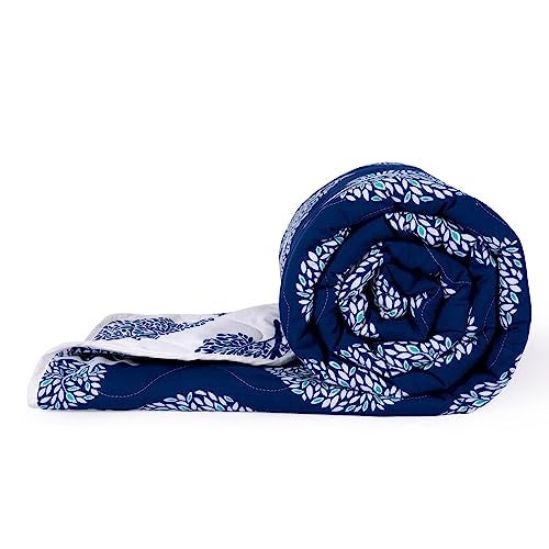 Divine Casa 120 GSM Microfiber Single Bed Comforter | Soft & Lightweight Reversible AC Blanket | All-Season 3-Layered Quilt | 230 x 140 cm, Dark Sapphire - Image 1