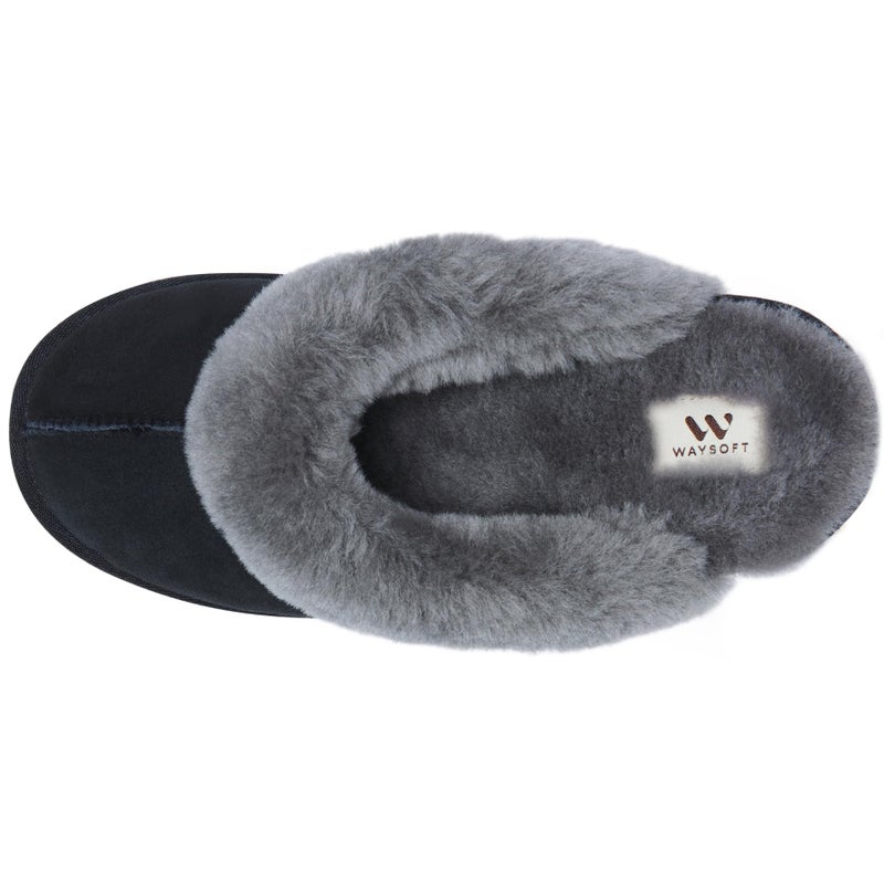 WaySoft Genuine Australian Sheepskin Women Slippers, 100% Shearling Hard Bottom Slippers for Women Indoor and Outdoor Warm Fuzzy Wool Slippers - Image 2