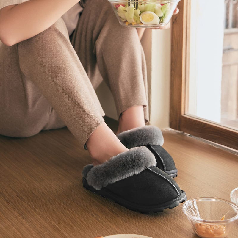 WaySoft Genuine Australian Sheepskin Women Slippers, 100% Shearling Hard Bottom Slippers for Women Indoor and Outdoor Warm Fuzzy Wool Slippers - Image 4