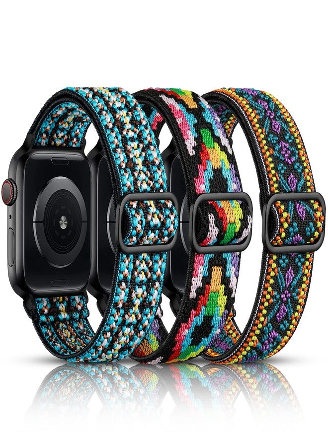 DaQin 3 Pack Stretchy Solo Loop Compatible with Apple Watch Bands for Women 42mm 41mm 40mm 38mm, Soft Nylon Braided Elastic Strap for iWatch Band Series 11 10 9 8 7 6 5 4 3 SE Ultra 3 Ultra 2 Ultra - Image 1