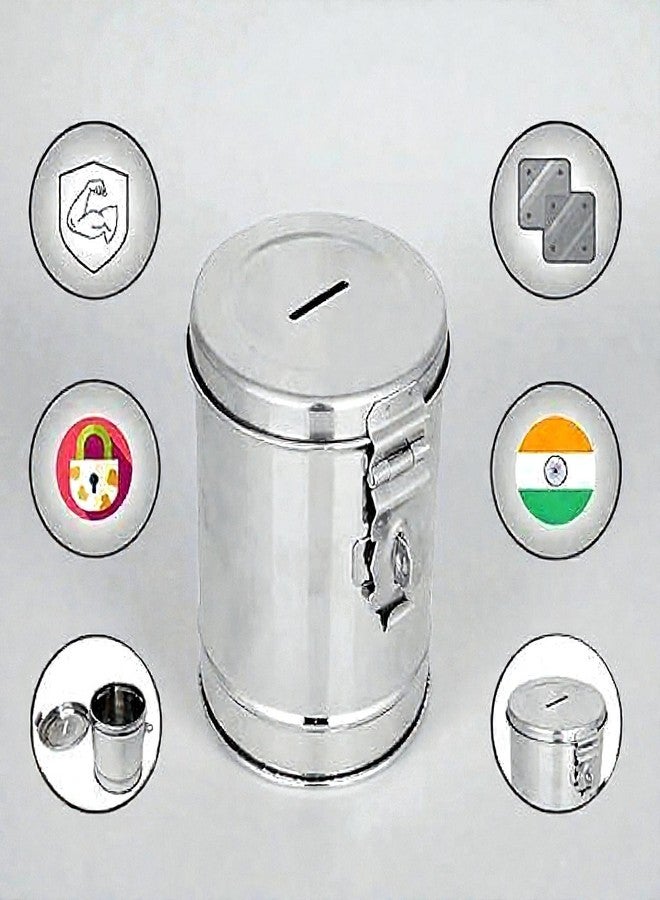 Standify® 800ML Small Money Bank_A Stainless Steel Money Box Heavy Duty Bachat Gulak for Kids & Adults Unbreakable Piggy Bank. - Image 5