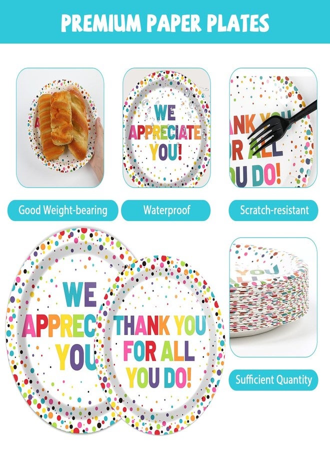 Naozinebi مجموعة ناوزينبي من 96 قطعة لتزيين حفلات الشكر، تتضمن أطباقًا ومناديل ورقية منقطة، مناسبة للمعلمين والموظفين والعاملين والقساوسة والمتطوعين، وديكورات حفلات التقاعد، تكفي 24 شخصًا. - Image 3