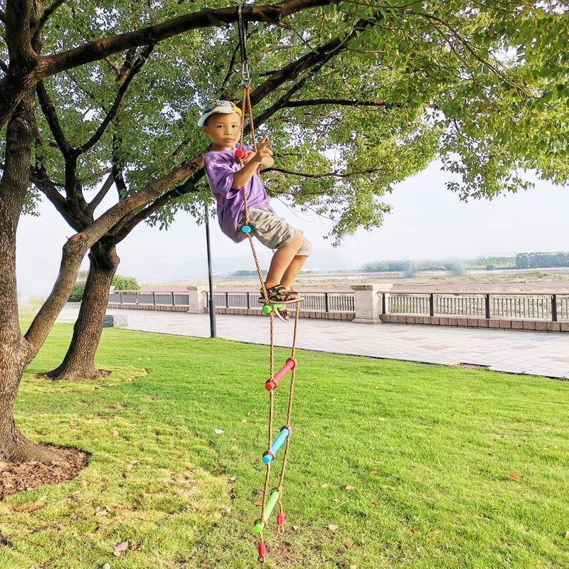 Xinlinke Climbing Rope Ladder Kids Tree Swing with Hanging Strap, Indoor and Outdoor Backyard Playground Play Swing Sets Climber Training Accessories Attachment - Image 5