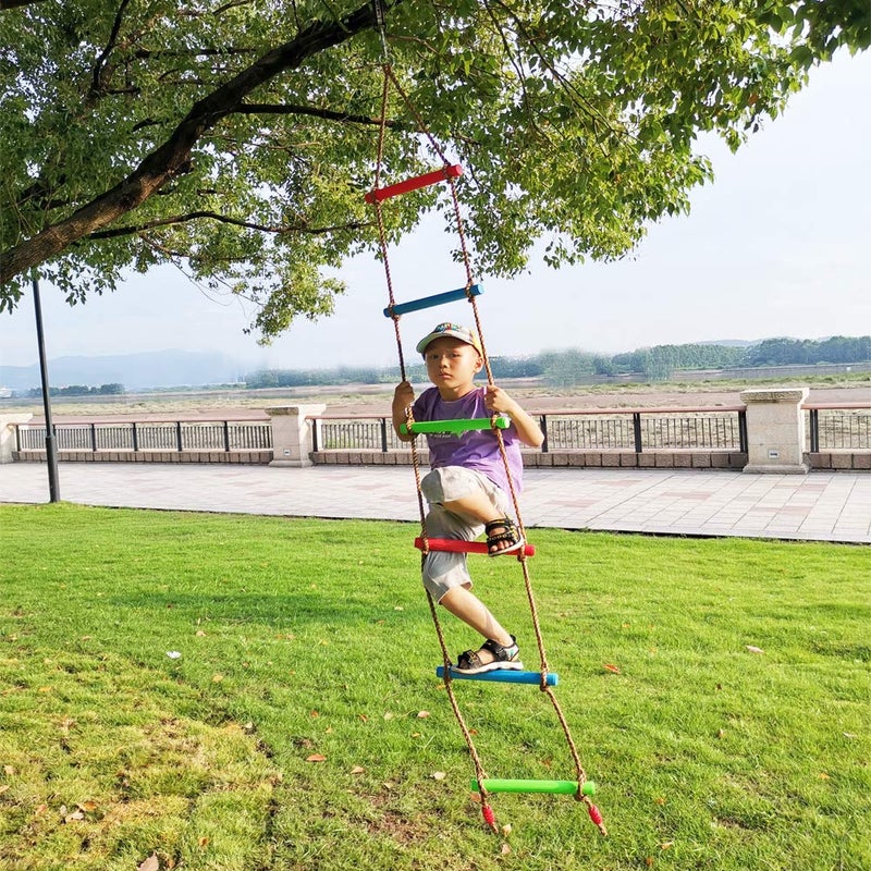 Xinlinke Climbing Rope Ladder Kids Tree Swing with Hanging Strap, Indoor and Outdoor Backyard Playground Play Swing Sets Climber Training Accessories Attachment - Image 4