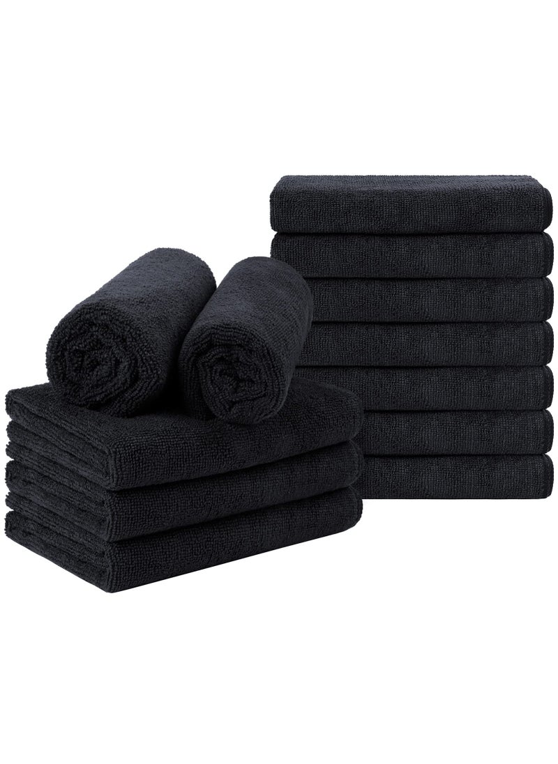 Orighty Orighty Black Salon Towel Pack of 12 Not Bleach Proof 16 x 29 Inches Super Soft and Absorbent Microfiber Hair Salon Towels for Salon Hand Gym Bath Spa and Home Hair Care 