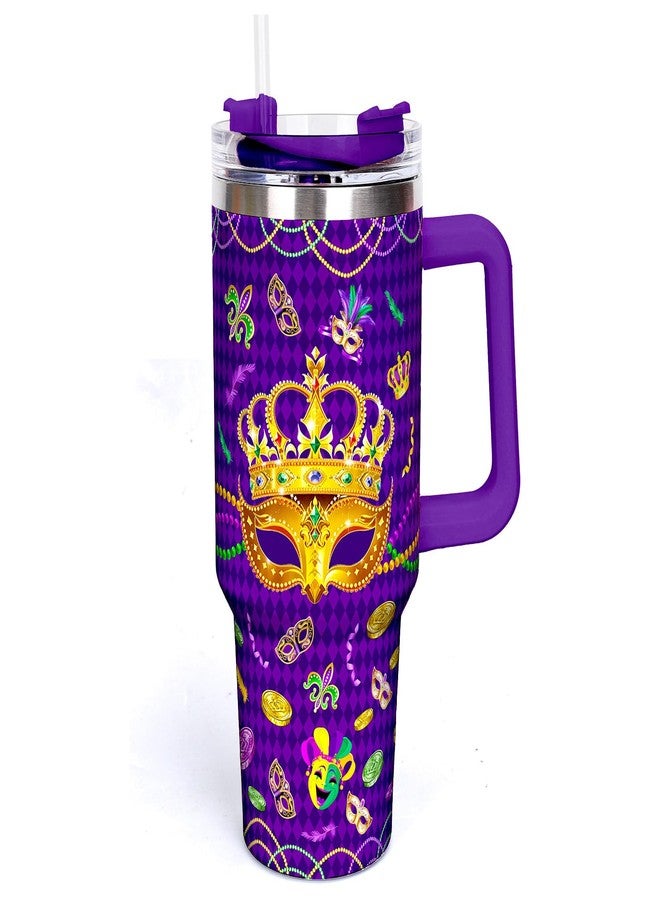 وولاين كوب ماردي غرا من والين، سعة 40 أونصة، مزود بمقبض وماصة وغطاء، بنقشة مربعات أرجوانية، مثالي للسفر والسفر، مناسب كهدية للنساء أو الصديقات أو في الأعياد أو أعياد الميلاد. - Image 1