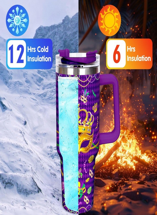 وولاين كوب ماردي غرا من والين، سعة 40 أونصة، مزود بمقبض وماصة وغطاء، بنقشة مربعات أرجوانية، مثالي للسفر والسفر، مناسب كهدية للنساء أو الصديقات أو في الأعياد أو أعياد الميلاد. - Image 4