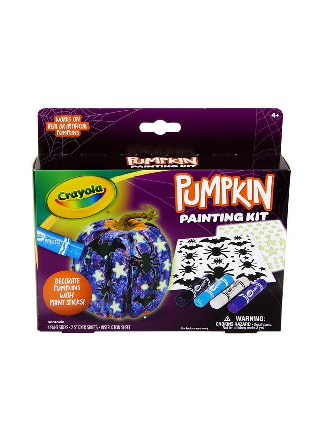 Crayola Galaxy No Carve Pumpkin Decorating Kit Less Mess Kids Paint Set Glow In The Dark Stickers - Image 1