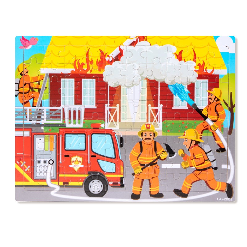 Wooden 80-Piece Puzzle Kidsren'S Animal Cartoon Fairy Tale Plane Puzzle Baby Early Education Educational Building Block Toys - Image 1