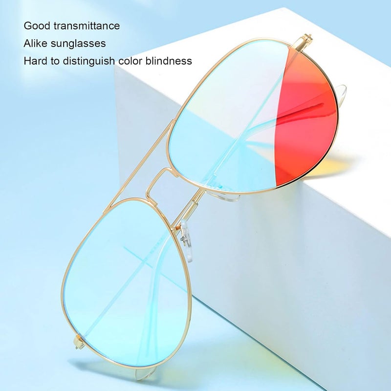 klarako Colorblind Correcting Glasses, Color Blindness Correction Glasses Red Green Color Blind Glasses Golden Frame Color Weakness Correction Glasses for Men Women Driving Outdoor Indoor - Image 2