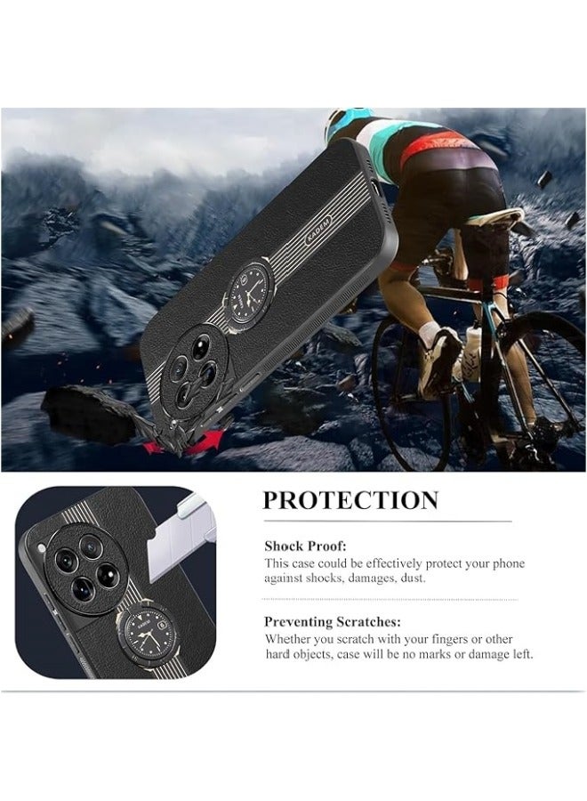 general Case Compatible with Oneplus 12 5G Case Leather Silicone Magnetic with Stand Ring for Women Men Slim Cover Shockproof Luxury Black Skin Case - Image 5