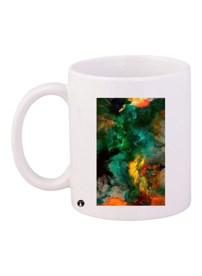 Printed Coffee Mug White/Green/Orange 11ounce