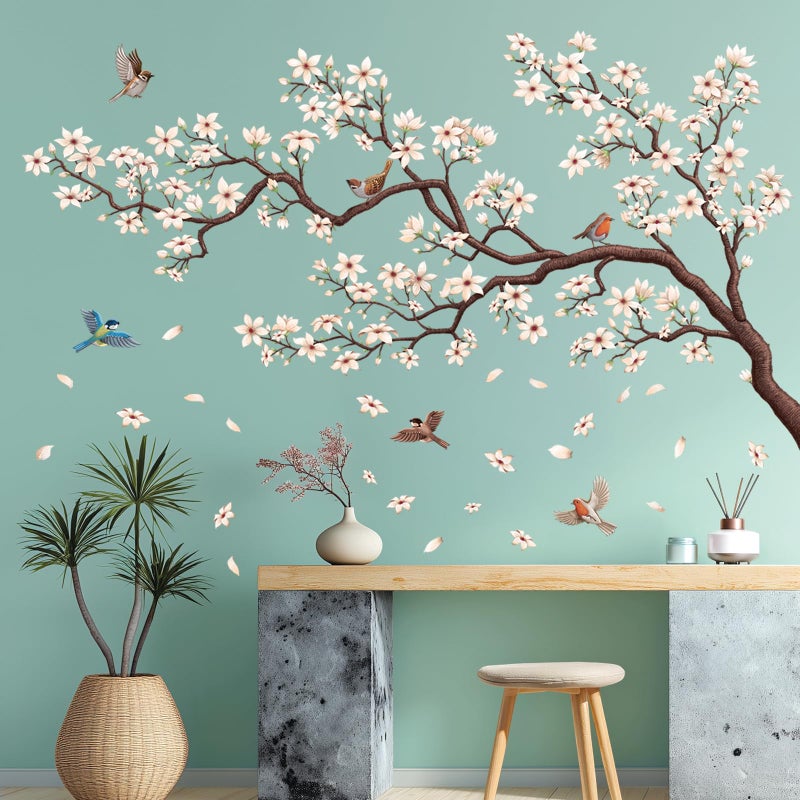 DECOWALL SG4-2317 Oriental Flower Tree Wall Stickers declas Kids Bedroom Cherry Blossom Birds Branch dÃ©cor Decoration Floral Home Living Removable Nursery Mural DIY Room - Image 4