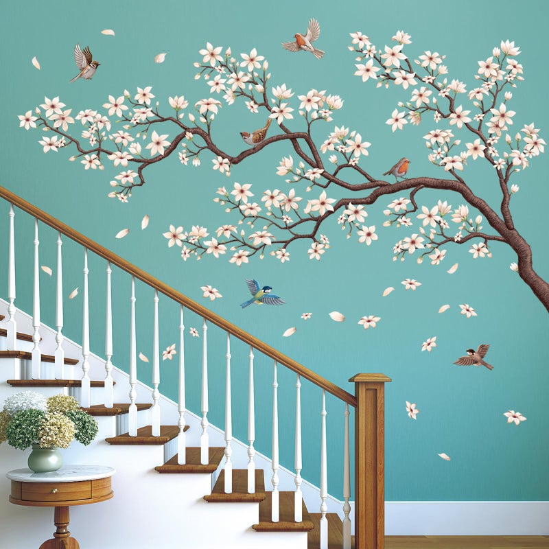 DECOWALL SG4-2317 Oriental Flower Tree Wall Stickers declas Kids Bedroom Cherry Blossom Birds Branch dÃ©cor Decoration Floral Home Living Removable Nursery Mural DIY Room - Image 3