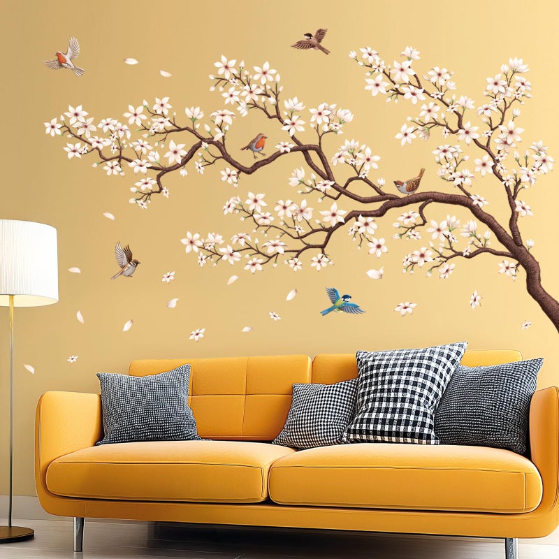 DECOWALL SG4-2317 Oriental Flower Tree Wall Stickers declas Kids Bedroom Cherry Blossom Birds Branch dÃ©cor Decoration Floral Home Living Removable Nursery Mural DIY Room - Image 2