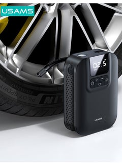 Usams 5000mAh Mini Car Air Pump with LED Digital Display High-Capacity Portable Tire Inflator with Clear Function Settings  - Image 4