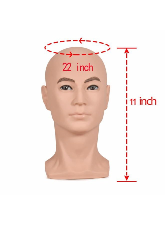 zms Male Mannequin Professional Training Head Manikin Bald Hat Display Wig Model with Free Table Clamp - Image 2