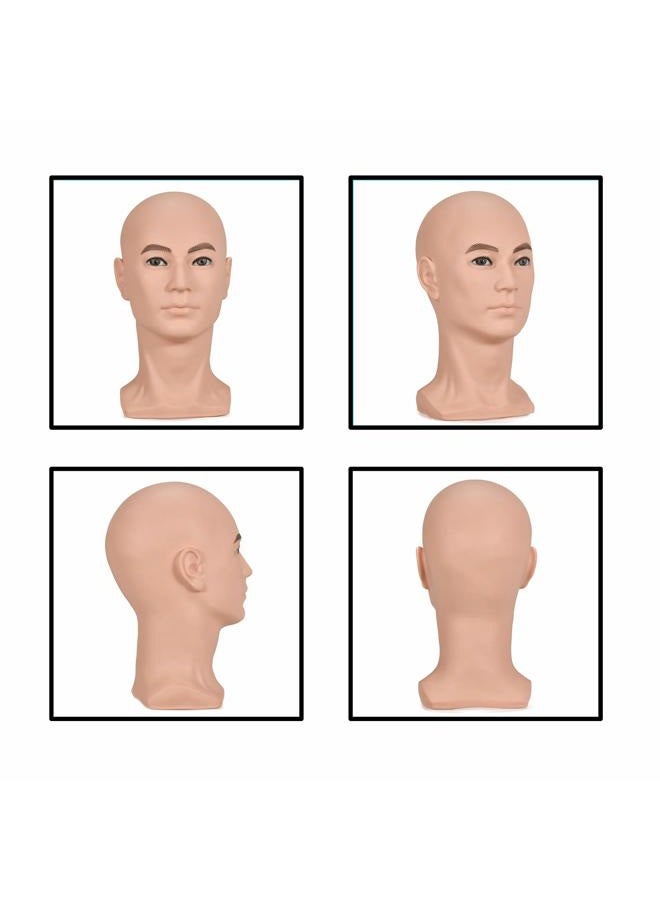 zms Male Mannequin Professional Training Head Manikin Bald Hat Display Wig Model with Free Table Clamp - Image 3