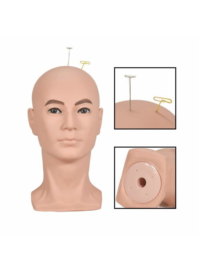 zms Male Mannequin Professional Training Head Manikin Bald Hat Display Wig Model with Free Table Clamp - Image 4