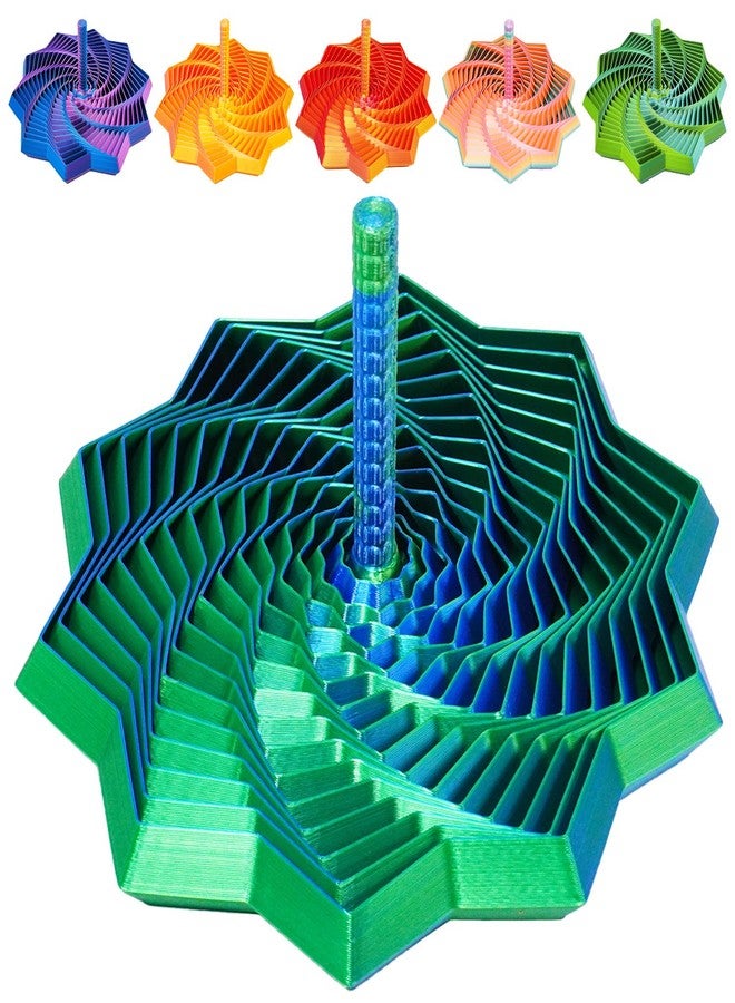 Batorisy 3D Printed Expanded Sensory Fidget Star, Transformable Stress Relief Spiral Toy with Detachable Handle, Sensory Toys for ADHD, Office Desk Decompression Gift for Adults & Teens (Green) - Image 1