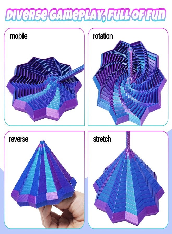 Batorisy 3D Printed Expanded Sensory Fidget Star, Transformable Stress Relief Spiral Toy with Detachable Handle, Sensory Toys for ADHD, Office Desk Decompression Gift for Adults & Teens (Green) - Image 4