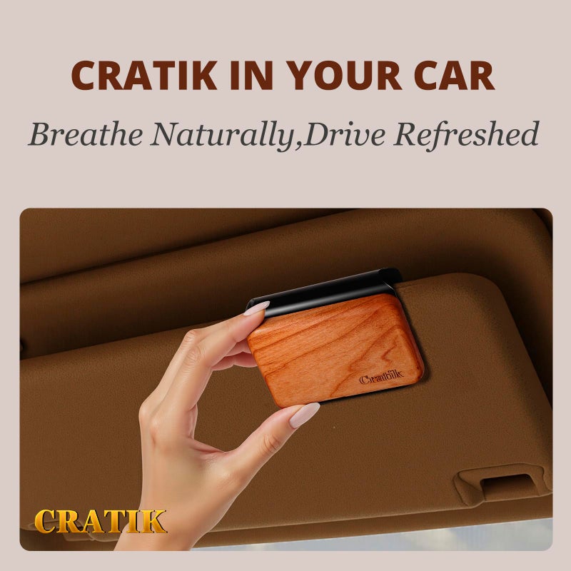 CRATIK معطر هواء السيارة - معطر هواء خشبي - مزيل روائح السيارة لمشبك الشمس - مجموعة متنوعة من إعادة التعبئة، موزع رائحة السيارة للكابينة، الشاحنة وSUV - عبوة من 3 (تيك-كهرمان-كابانا)-مشبك متضمن - Image 2