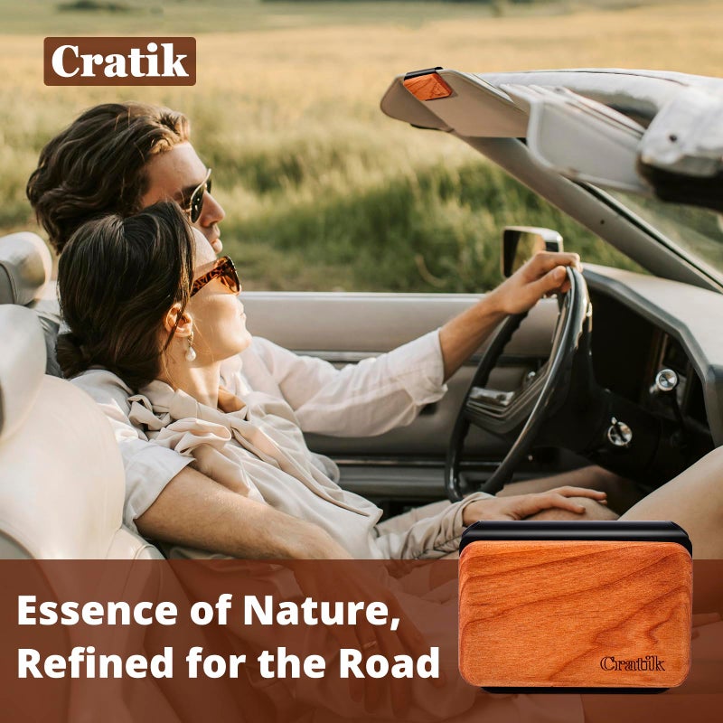 CRATIK معطر هواء السيارة - معطر هواء خشبي - مزيل روائح السيارة لمشبك الشمس - مجموعة متنوعة من إعادة التعبئة، موزع رائحة السيارة للكابينة، الشاحنة وSUV - عبوة من 3 (تيك-كهرمان-كابانا)-مشبك متضمن - Image 5