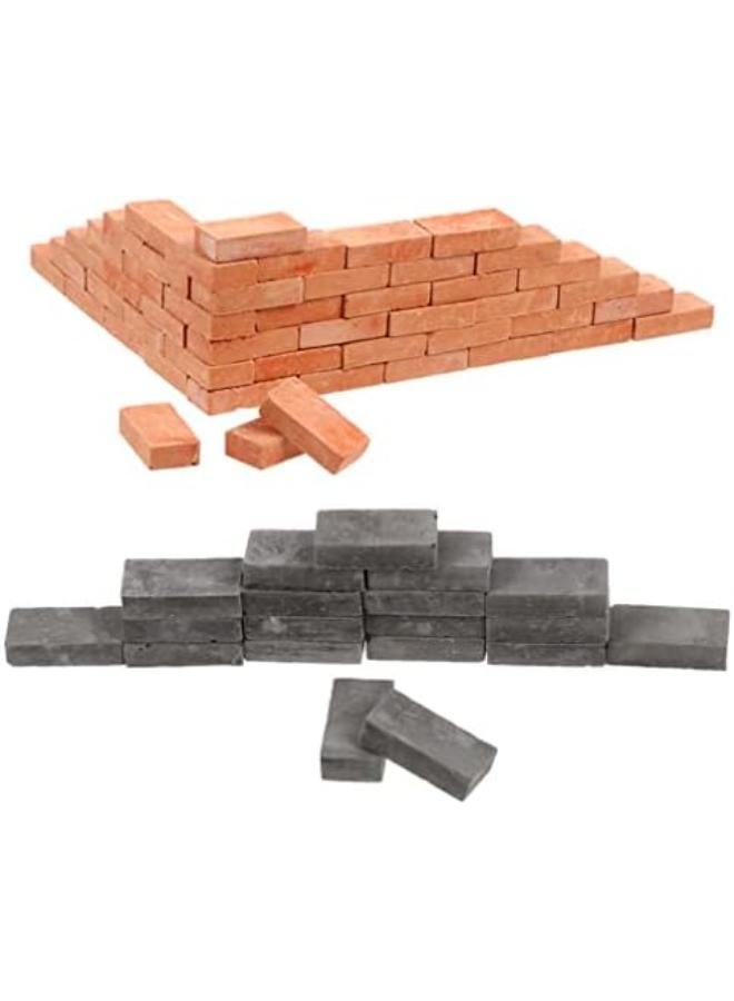 Vaguelly 100-Piece Miniature Brick Set 1:16 Model Brick Building Blocks Set Brick Red and Grey