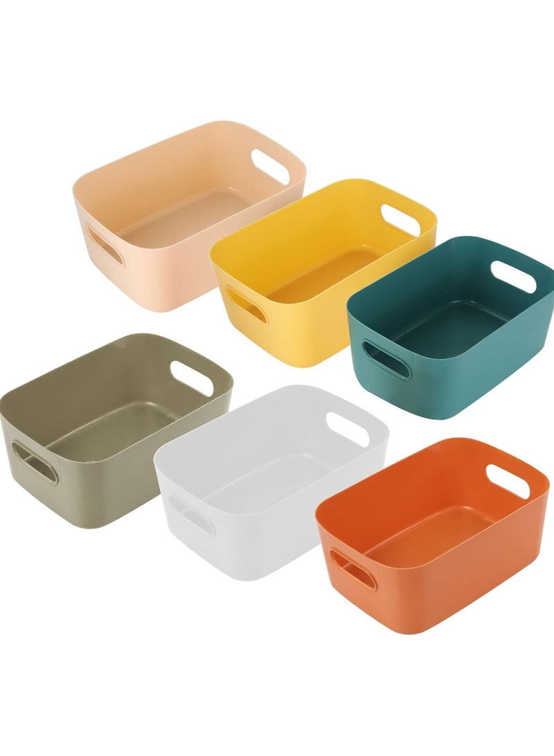 6Pcs Plastic Storage Boxes, Multiple Colors Storage Baskets, 24x16x9cm Storage Boxes for Kitchen, Cupboard, Office, Bathroom, Toy, Durable Home Tidy Open Storage Bins with Handles - Image 2