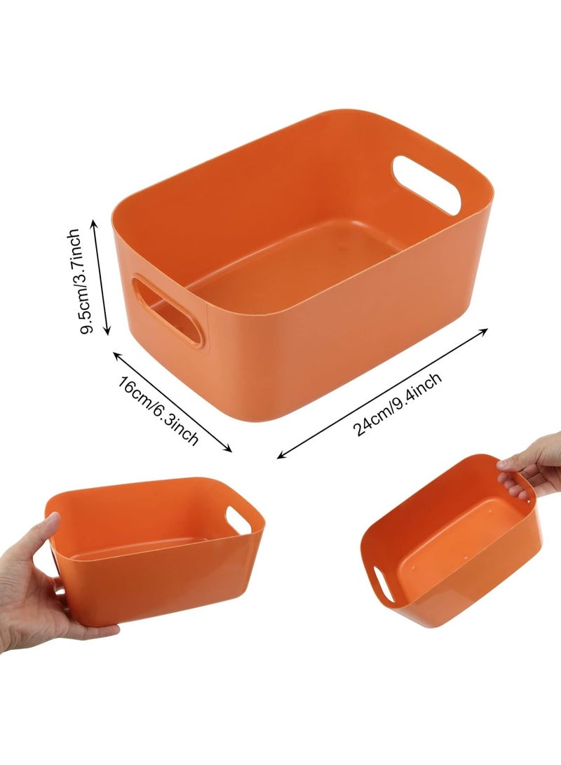6Pcs Plastic Storage Boxes, Multiple Colors Storage Baskets, 24x16x9cm Storage Boxes for Kitchen, Cupboard, Office, Bathroom, Toy, Durable Home Tidy Open Storage Bins with Handles - Image 3